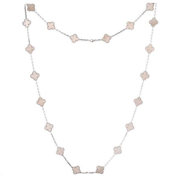 Van Cleef & Arpels Vintage Alhambra 20 Motifs Necklace 18K White Gold and Mother - Picture 2 of 4